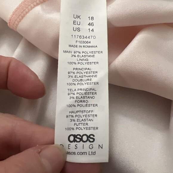 Asos Design NEW Corset Detail Drop Waist Midi Dress Pink Orange Tie Dye US 14 - Picture 8 of 10